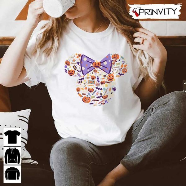 Halloween Pumpkin Disney Minnie Mouse Candy T-Shirt, Gift For Halloween, Halloween Holiday, Unisex Sweatshirt, Hoodie, Long Sleeve, Tank Top – Prinvity