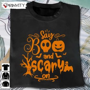 Halloween Pumpkin Say Boo And Scary On Sweatshirt Halloween Pumpkin Gift For Halloween Halloween Holiday Unisex Hoodie T Shirt Long Sleeve Tank Top Prinvity 12 1