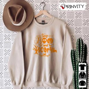 Halloween Pumpkin Say Boo And Scary On Sweatshirt Halloween Pumpkin Gift For Halloween Halloween Holiday Unisex Hoodie T Shirt Long Sleeve Tank Top Prinvity 18 1