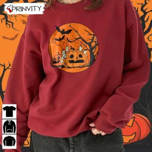 Halloween Pumpkin Scene Sweatshirt, Gift For Halloween, Halloween Holiday, Unisex Hoodie, T-Shirt, Long Sleeve, Tank Top – Prinvity