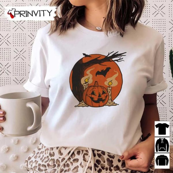 Halloween Pumpkin Scene Vintage Sweatshirt, Gift For Halloween, Halloween Holiday, Unisex Hoodie, T-Shirt, Long Sleeve, Tank Top – Prinvity