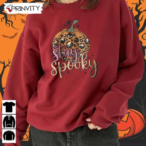 Halloween Pumpkin Stay Spooky Sweatshirt, Gift For Halloween, Halloween Holiday, Unisex Hoodie, T-Shirt, Long Sleeve, Tank Top – Prinvity