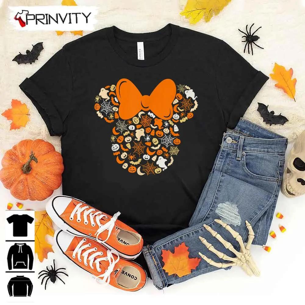 Halloween Pumpkins Disney Minnie Mouse Ghosts Spiders Sweatshirt, Gift For Halloween, Halloween Holiday, Unisex Hoodie, T-Shirt, Long Sleeve, Tank Top - Prinvity