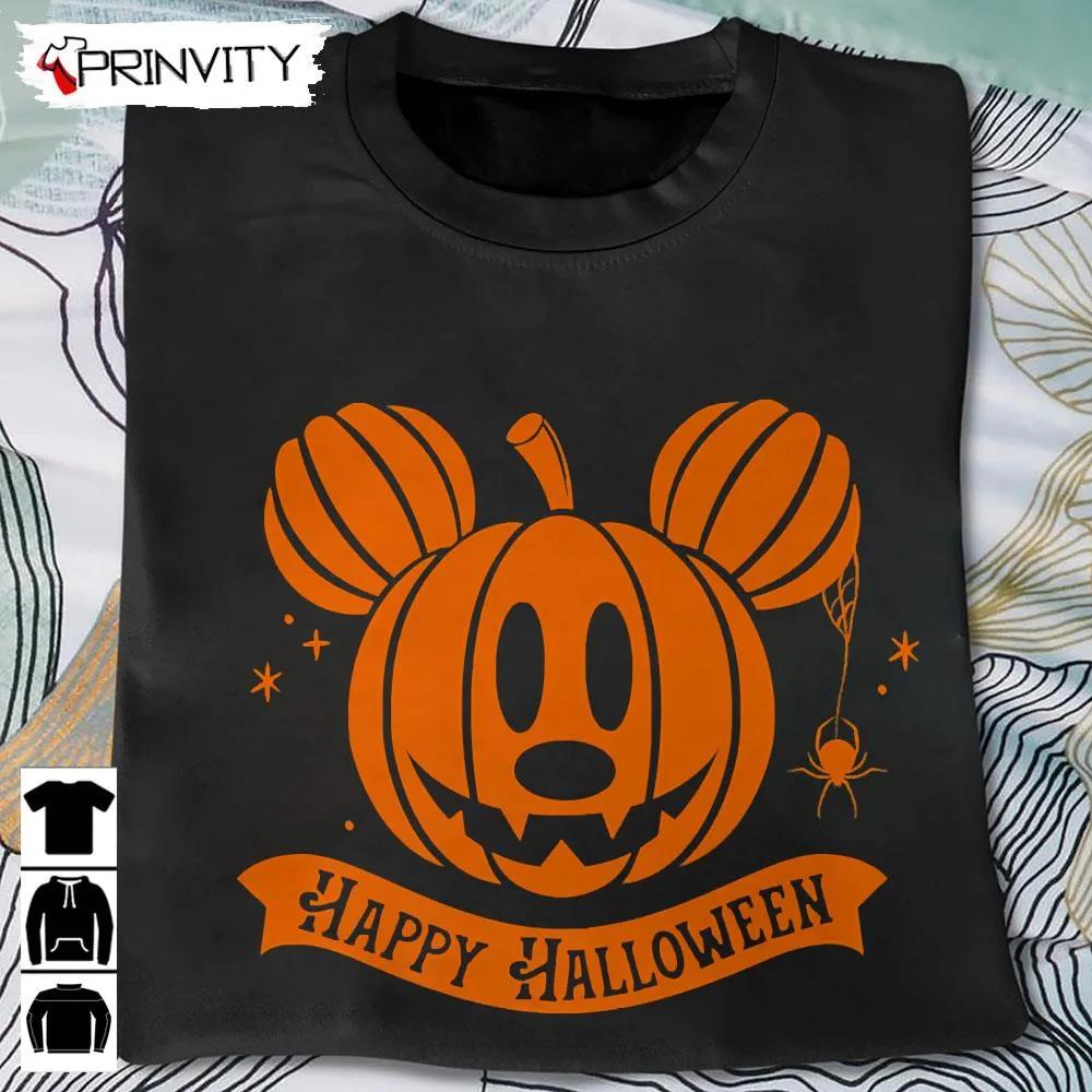 Happy Halloween Mickey Pumpkin T-Shirts, Disney Mickey and Friends, Halloween Pumpkin, Gift For Halloween, Halloween Holiday, Unisex Hoodie, Sweatshirt, Long Sleeve, Tank Top - Prinvity