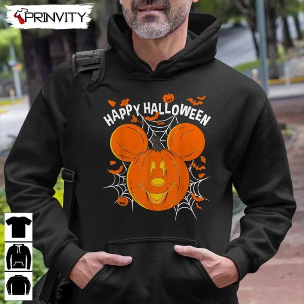 Happy Halloween Pumpkin Mickey Sweatshirt, Disney Mickey & Friends, Halloween Pumpkin, Gift For Halloween, Halloween Holiday, Unisex T-Shirts, Hoodie, Sweatshirt, Long Sleeve, Tank Top – Prinvity