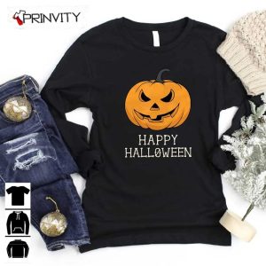 Happy Halloween Pumpkin Scary Sweatshirt Gift For Halloween Halloween Holiday Unisex Hoodie T Shirt Long Sleeve Tank Top Prinvity 21 1