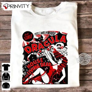 Horror Movie Dracula Living Dead T-Shirt, Vintage Halloween Vampire, Gift For Halloween, Unisex For Men & Woman Hoodie, Sweatshirt, Long Sleeve, Tank Top
