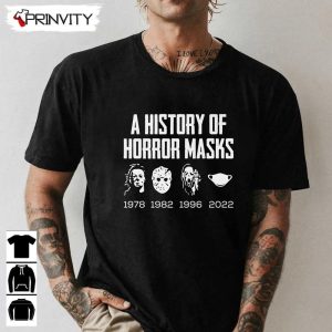 Horror Movie History Of Horror Masks Lazy T-Shirt, Costume Face Mask, Perfect Gift For Halloween, Unisex For Men &amp; Woman Hoodie, Sweatshirt, Long Sleeve, Tank Top