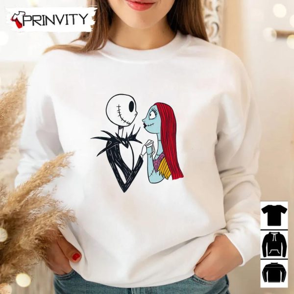 Jack Sally Nightmare Before Christmas T-Shirt, Jack Skeleton, Gift For Halloween, Unisex Hoodie, Sweatshirt, Long Sleeve