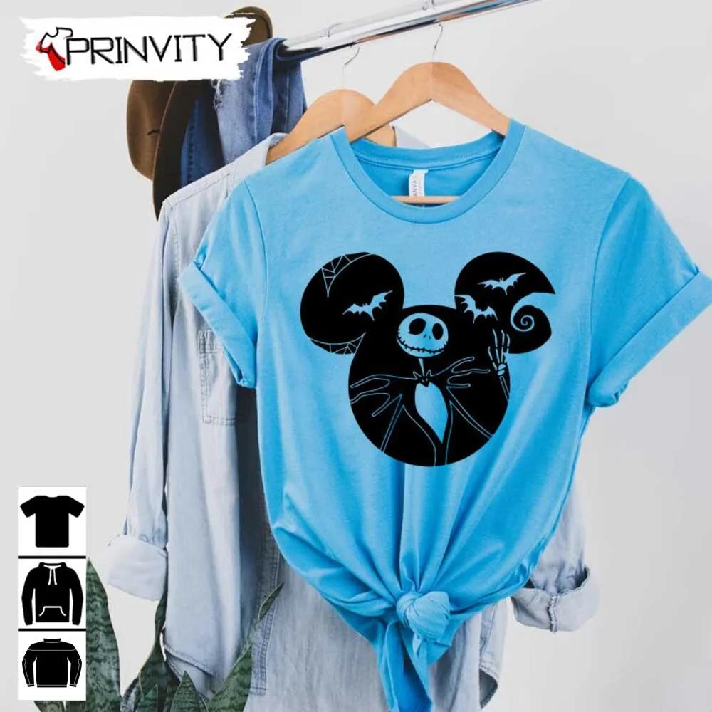Jack Skellington Disney Mickey Silhouette T-Shirt, Gift For Halloween, Halloween Holiday, Unisex Sweatshirt, T-Shirt, Long Sleeve, Tank Top – Prinvity
