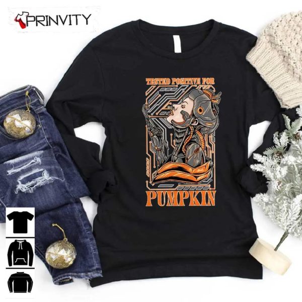 Mecha Anime Girl Tested Positive for Pumpkin Halloween Sweatshirt, Gift For Halloween, Halloween Holiday, Unisex Hoodie, T-Shirt, Long Sleeve, Tank Top – Prinvity