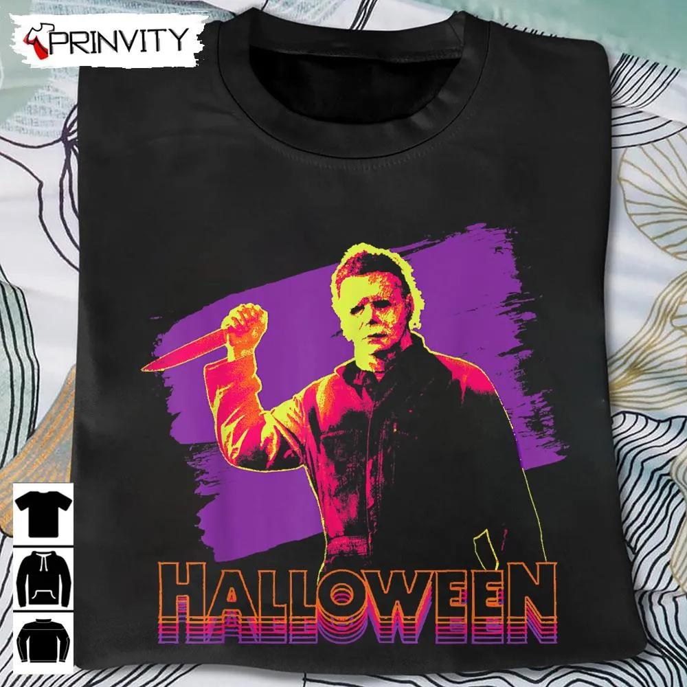 Michael Myers Neon Portrait T Shirt John Carpenters Gift For Halloween Horror Movies Unisex Hoodie Sweatshirt Long Sleeve Tank Top 2