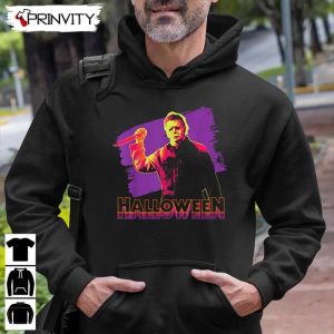 Michael Myers Neon Portrait T Shirt John Carpenters Gift For Halloween Horror Movies Unisex Hoodie Sweatshirt Long Sleeve Tank Top 7