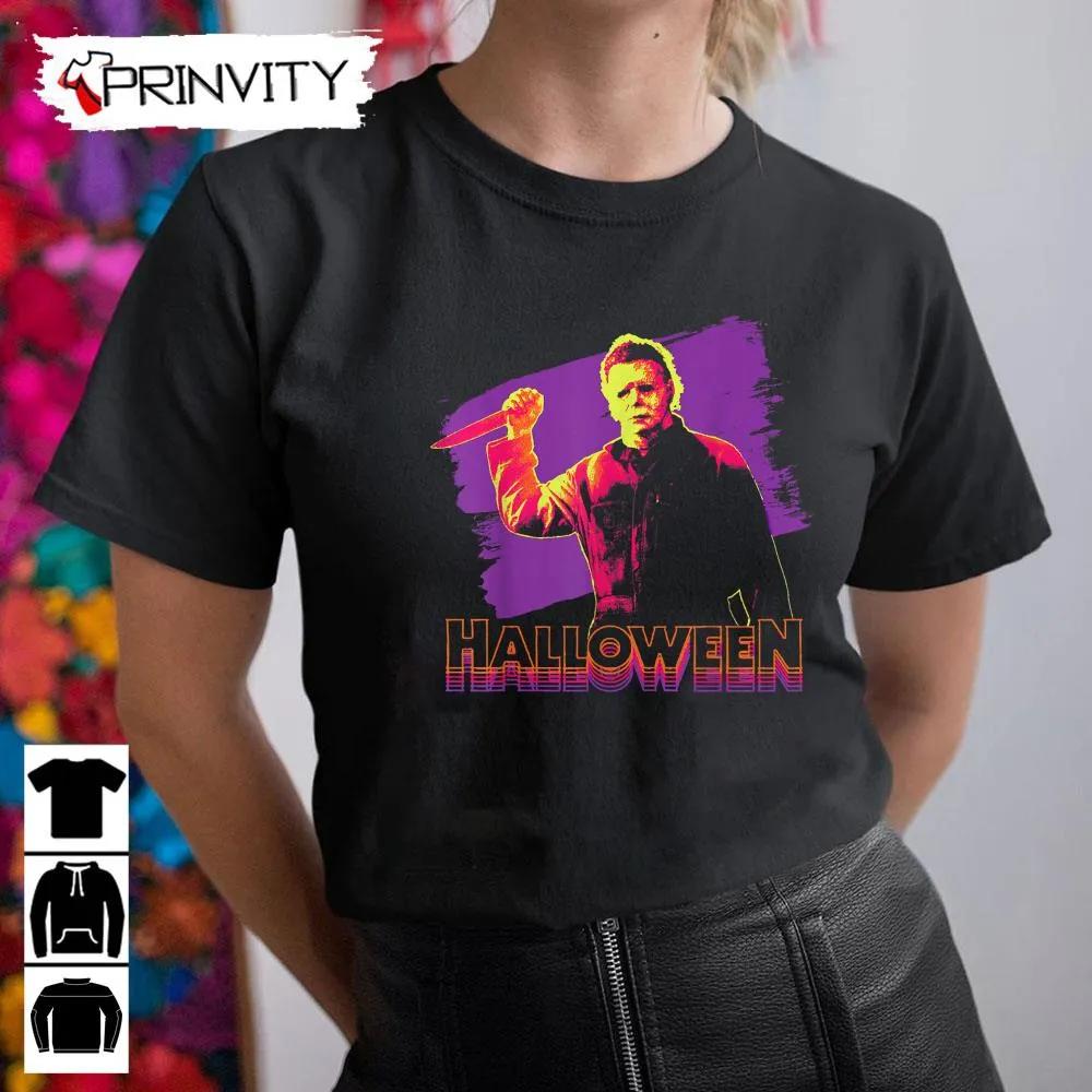 Michael Myers Neon Portrait T-Shirt, John Carpenter’s, Gift For Halloween, Horror Movies, Unisex Hoodie, Sweatshirt, Long Sleeve, Tank Top