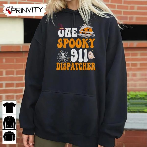 One Spooky 911 Dispatcher Halloween Pumpkin Sweatshirt, Halloween Pumpkin, Gift For Halloween, Halloween Holiday, Unisex Hoodie, T-Shirt, Long Sleeve, Tank Top – Prinvity
