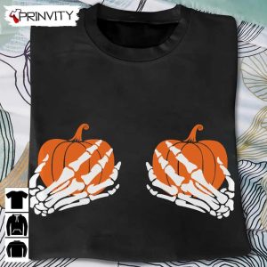Pumpkin Skeleton Hands Sweatshirt Halloween Pumpkin Gift For Halloween Halloween Holiday Unisex Hoodie T Shirt Long Sleeve Tank Top Prinvity 12 1