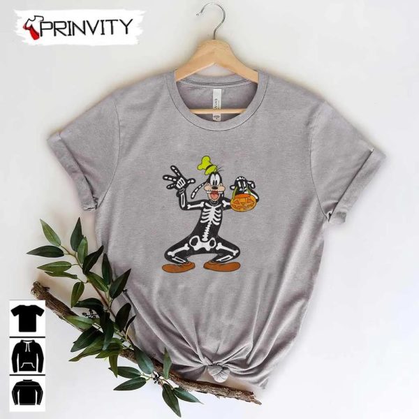 Skeleton Goofy T-Shirt, Goofy Skeleton Pumpkin, Gift For Halloween, Unisex Hoodie, Sweatshirt, Long Sleeve, Tank Top