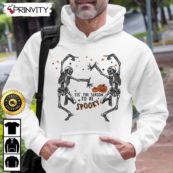 Spooky Scary Skeletons Dance Pumpkin Halloween Sweatshirt, Tis’ The Season To Be Spooky, Disney, Silly Symphony, Skeleton Halloween, Unisex Hoodie, T-Shirt, Long Sleeve, Tank Top – Prinvity