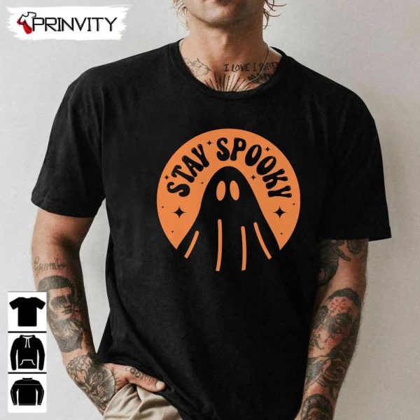 Stay Spooky Ghost Orange Sweatshirt, Halloween Pumpkin, Gift For Halloween, Halloween Holiday, Unisex Hoodie, T-Shirt, Long Sleeve, Tank Top – Prinvity