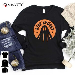 Stay Spooky Ghost Orange Sweatshirt Halloween Pumpkin Gift For Halloween Halloween Holiday Unisex Hoodie T Shirt Long Sleeve Tank Top Prinvity 10 1