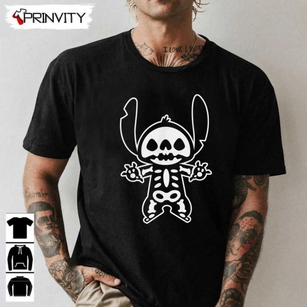 Stitch Skeleton T-Shirt, Stitch Skeleton Halloween, Gift For Halloween, Unisex Hoodie, Sweatshirt, Long Sleeve, Tank Top