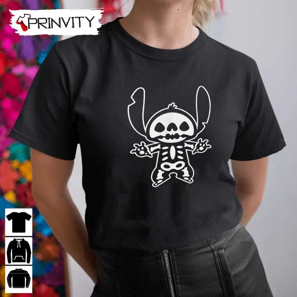 Stitch Skeleton T-Shirt, Stitch Skeleton Halloween, Gift For Halloween, Unisex Hoodie, Sweatshirt, Long Sleeve, Tank Top