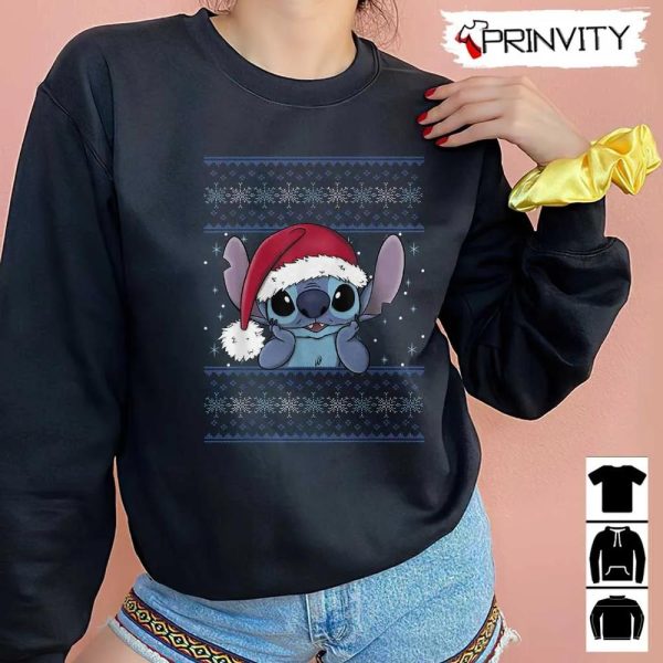 Stitch Ugly Sweater Style Sweatshirt, Disney Lilo & Stitch Christmas, Gifts For Christmas, Unique Xmas Gifts, Unisex Hoodie, T-Shirt, Long Sleeve, Tank Top – Prinvity