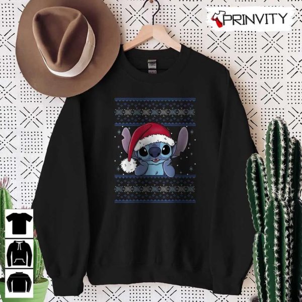 Stitch Ugly Sweater Style Sweatshirt, Disney Lilo & Stitch Christmas, Gifts For Christmas, Unique Xmas Gifts, Unisex Hoodie, T-Shirt, Long Sleeve, Tank Top – Prinvity