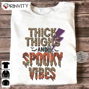 Thick Thighs and Spooky Vibes Sweatshirt Halloween Pumpkin Gift For Halloween Halloween Holiday Unisex Hoodie T Shirt Long Sleeve Tank Top Prinvity 10