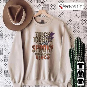 Thick Thighs and Spooky Vibes Sweatshirt Halloween Pumpkin Gift For Halloween Halloween Holiday Unisex Hoodie T Shirt Long Sleeve Tank Top Prinvity 14