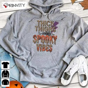 Thick Thighs and Spooky Vibes Sweatshirt Halloween Pumpkin Gift For Halloween Halloween Holiday Unisex Hoodie T Shirt Long Sleeve Tank Top Prinvity 8