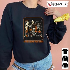 Tis The Season To Be Creepy T Shirt Skeleton Pumpkin Halloween Gift For Halloween Unisex Hoodie Sweatshirt Long Sleeve Tank Top 4