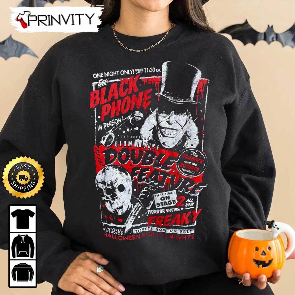 Black Phone Double Feature Freaky Halloween Horror Nights Sweatshirt, Happy Halloween, Horror Movies, Gift For Halloween, Unisex Hoodie, T-Shirt, Long Sleeve, Tank Top