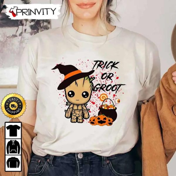 Baby Groot Trick Or Treat Halloween T-Shirt, Happy Halloween, Gift For Holiday, Unisex Hoodie, Sweatshirt, Long Sleeve, Tank Top