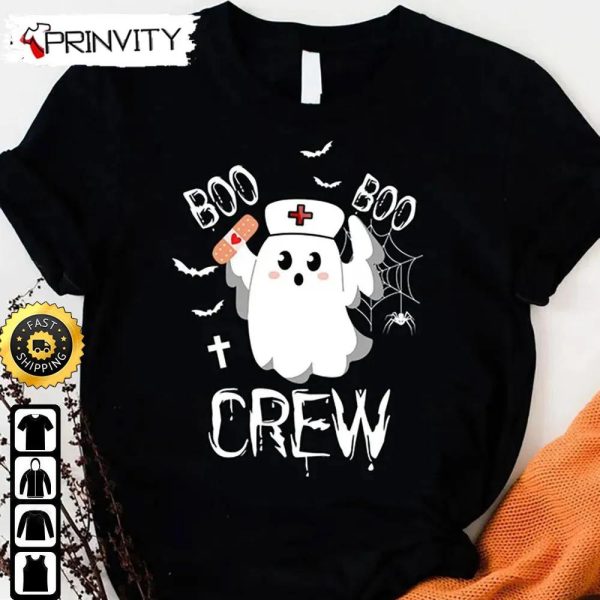 Boo Boo Crew Halloween Nurse Ghost Sweatshirt, Happy Halloween, Gift For Nurses, Gift For Halloween, Unisex Hoodie, T-Shirt, Long Sleeve, Tank Top