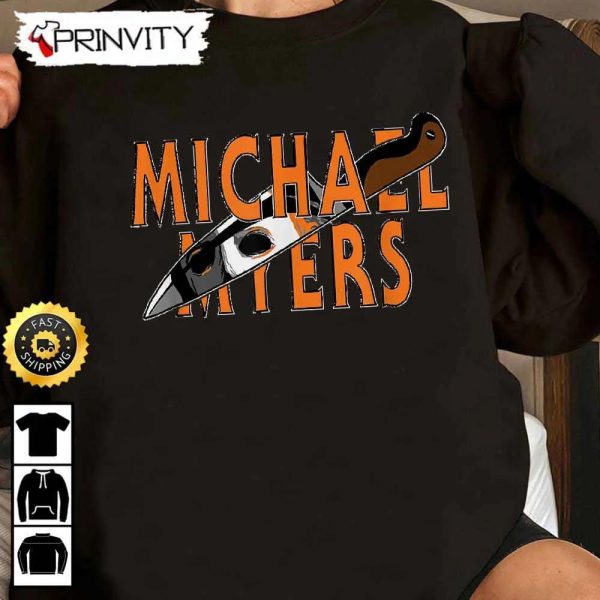 Halloween Michael Name Knife Sweatshirt, Horror Movies, Gift For Halloween, Unisex Hoodie, T-Shirt, Long Sleeve – Prinvity