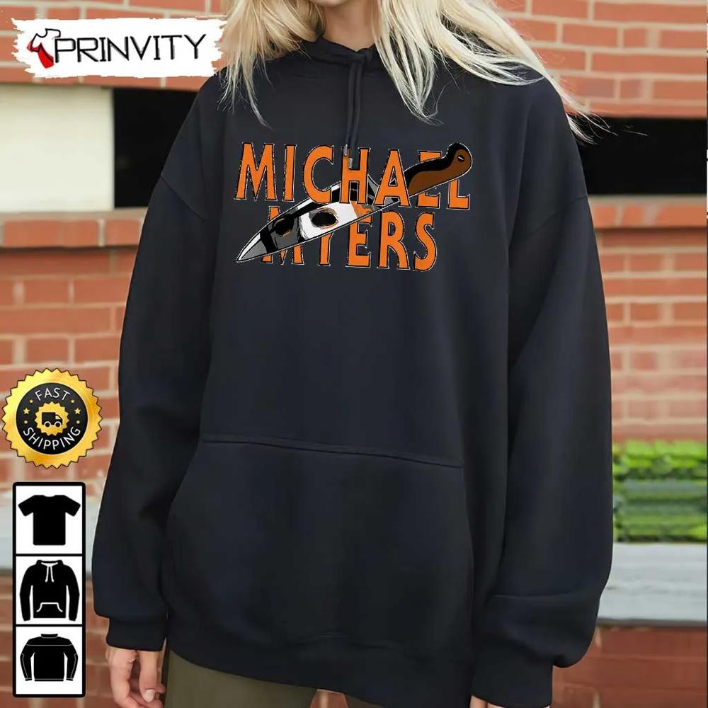 Halloween Michael Name Knife Sweatshirt, Horror Movies, Gift For Halloween, Unisex Hoodie, T-Shirt, Long Sleeve - Prinvity