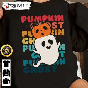 Halloween Pumpkin Ghost Friend Sweatshirt, Happy Halloween Holiday, Gift For Halloween, Unisex Hoodie, T-Shirt, Long Sleeve - Prinvity