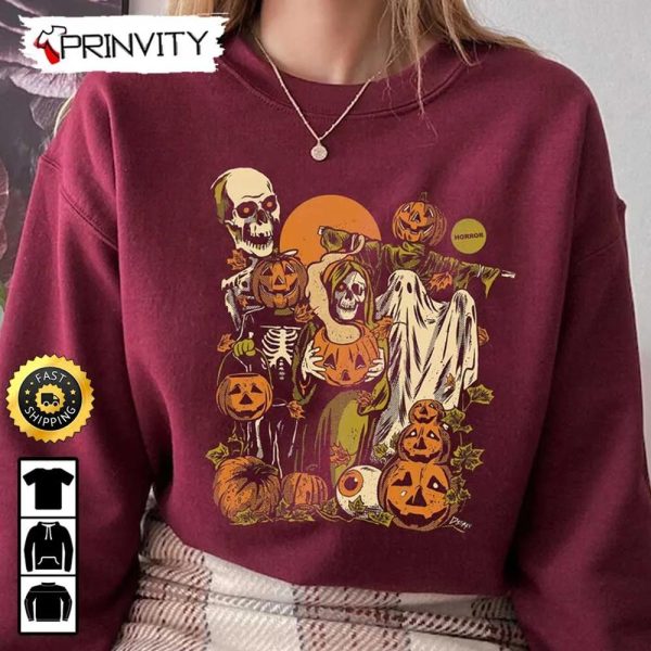 Halloween Pumpkin Lil Boo Horror Nights Sweatshirt, Happy Halloween Holiday, Gift For Halloween, Unisex Hoodie, T-Shirt, Long Sleeve – Prinvity