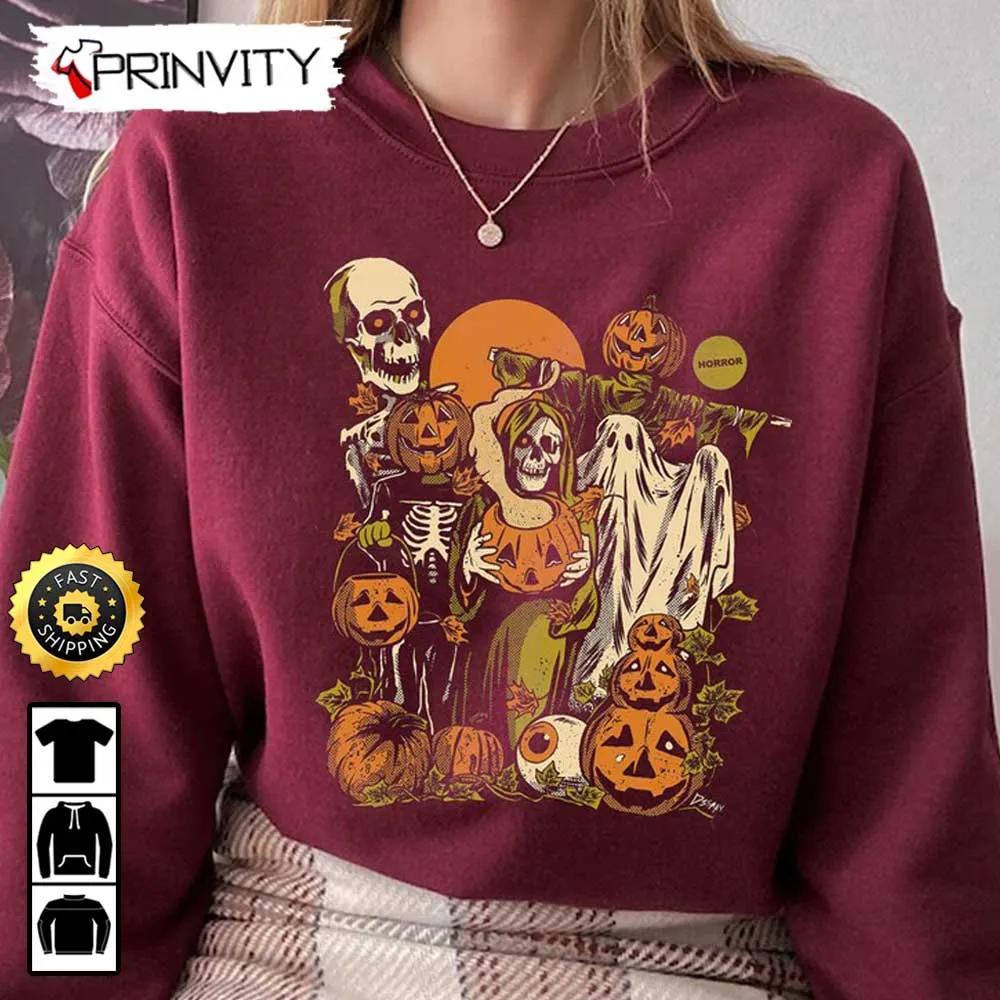Halloween Pumpkin Lil Boo Horror Nights Sweatshirt, Happy Halloween Holiday, Gift For Halloween, Unisex Hoodie, T-Shirt, Long Sleeve - Prinvity