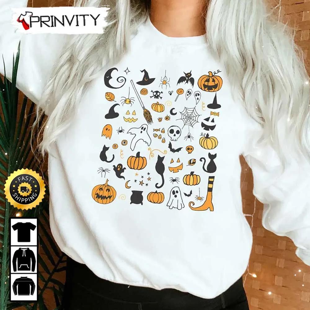Halloween Pumpkin Little Things Witch Spooky Sweatshirt, Happy Halloween Holiday, Gift For Halloween, Unisex Hoodie, T-Shirt, Long Sleeve - Prinvity