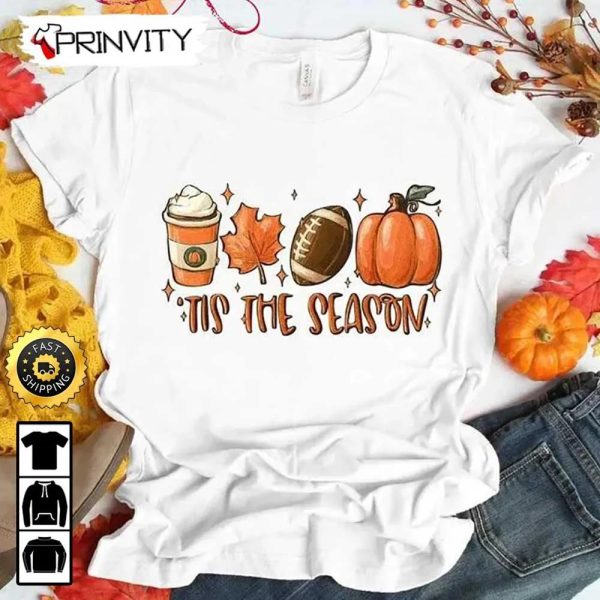 Halloween Pumpkin Tis The Season Spice T-Shirt, Happy Halloween Holiday, Gift For Halloween, Unisex Hoodie, Sweatshirt, Long Sleeve – Prinvity