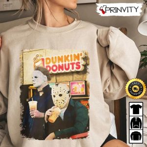Jason And Micheal Donuts Sweatshirt, Michael Myers, Horror Movies, Gift For Halloween, Unisex Hoodie, T-Shirt, Long Sleeve – Prinvity