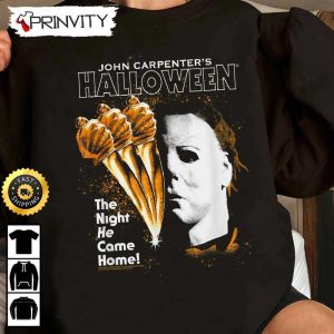John Carpenter's Halloween Moving Knife Sweatshirt, The Nighr He Came Home, Michael Mayer, Horror Movies, Gift For Halloween, Unisex Hoodie, T-Shirt, Long Sleeve - Prinvity