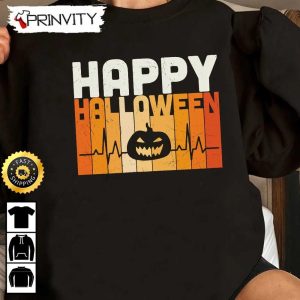 Pumpkin Happy Halloween Heartbeat Sweatshirt Happy Halloween Holiday Gift For Halloween Unisex Hoodie T Shirt Long Sleeve Prinvity 2