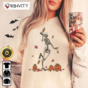 Skeleton Pumpkin Spooky Season Fall Halloween T-Shirt, Happy Halloween, Gift For Holiday, Unisex Hoodie, Sweatshirt, Long Sleeve, Tank Top
