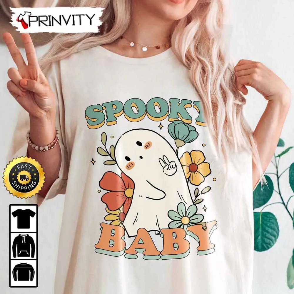 Spooky Ghost Season Baby Cute Sweatshirt Gifts For Halloween Halloween Holiday Unisex Hoodie T Shirt Long Sleeve Tank Top Prinvity 1