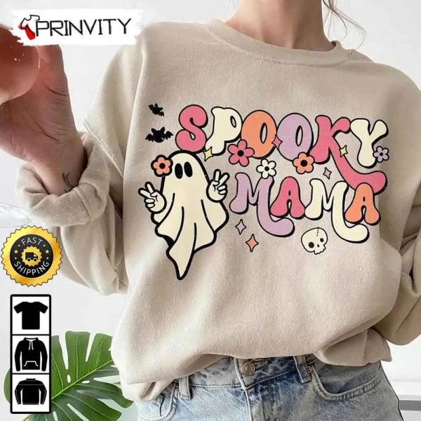 Spooky Mama Ghost Love Peace Sweatshirt, Gifts For Halloween, Halloween Holiday, Unisex Hoodie, T-Shirt, Long Sleeve, Tank Top – Prinvity