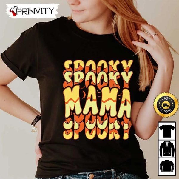 Spooky Mama Halloween Typography Sweatshirt, Gifts For Halloween, Halloween Holiday, Unisex Hoodie, T-Shirt, Long Sleeve, Tank Top – Prinvity