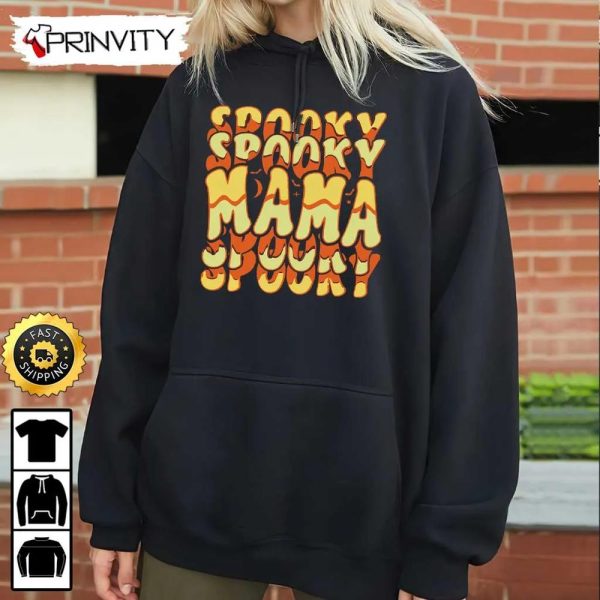 Spooky Mama Halloween Typography Sweatshirt, Gifts For Halloween, Halloween Holiday, Unisex Hoodie, T-Shirt, Long Sleeve, Tank Top – Prinvity